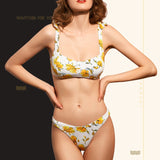 Fragmented Split Swimsuit Female Fresh Fairy Fan Sweet Ins Style Bikini Hot Spring Resort Swimsuit [OEM]