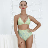 Bikini sexy floral strap split swimsuit fresh striped fairy hot spring holiday swimsuit [OEM]