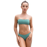 Ladies split swimsuit tube top strap solid color sexy bikini hot spring holiday swimsuit AliExpress [OEM]