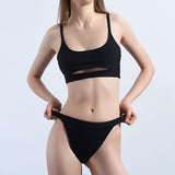 Split swimsuit female sexy solid color openwork swimsuit Amazon wish high waist swimsuit [OEM]