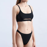 Split swimsuit female sexy solid color openwork swimsuit Amazon wish high waist swimsuit [OEM]