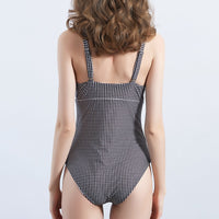 On the new ladies one-piece swimsuit conservative plaid swimsuit slim cover belly Amazon wish swimsuit [OEM]