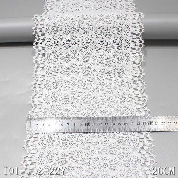 Manufacturer spot polyester light water-soluble embroidery white full-width spiral pattern dot embroidery furniture decorative edge textile lace