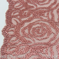 Pink full rose flower mesh embroidery 22cm clothing home textile lace lace accessories DIY