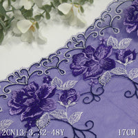 Blue mesh single-sided French two-color flower embroidery lace, clothing home textile lace accessories