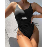 Swimwear European and American Sexy Bikini Solid Color One Piece Swimwear Women's New Bikini [OEM]