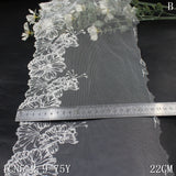 This white silver silk antique flower mesh embroidery 22cm clothing home textile lace lace accessories DIY