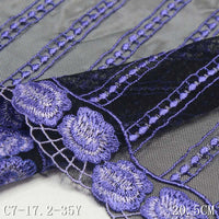 Black mesh purple polyester thread flower embroidery lace, accessories wholesale curtain accessories textile accessories