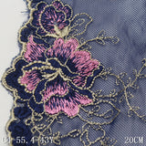 Dark blue unilateral retro flower mesh embroidery 20cm clothing home textile lace lace accessories DIY