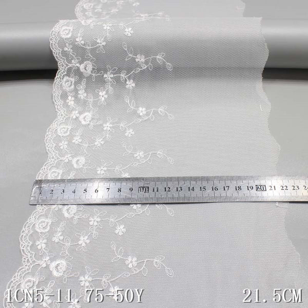 This white mesh polyester thread small floral embroidery lace, wholesale DIY accessories curtain sofa cushion lace