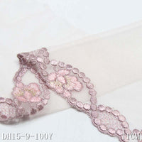 Light pink mesh polyester thread unilateral small flower embroidery lace, wholesale DIY accessories curtain sofa cushion lace