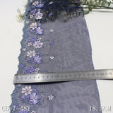 Multi-color mesh French unilateral flower embroidery lace 18cm clothing curtain lace accessories