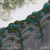 Black unilateral antique small floral mesh embroidery 14cm clothing home textile lace lace accessories DIY