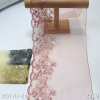 Multi-color unilateral antique gold silk flower mesh embroidery 22cm clothing home textile lace accessories