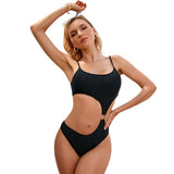 Black one-piece swimsuit ladies sexy sling openwork swimsuit spot wholesale [OEM]