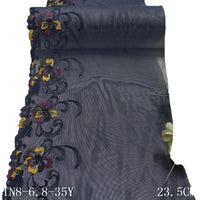 Blue and black polyester thread bullet colored flower embroidery lace, accessories wholesale curtain mother lace