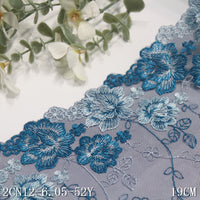 Blue mesh yarn single-sided two-color flower embroidery lace, clothing home textile 19cm lace lace accessories