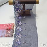 Multi-color mesh French unilateral flower embroidery lace 18cm clothing curtain lace accessories