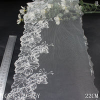 This white silver silk antique flower mesh embroidery 22cm clothing home textile lace lace accessories DIY