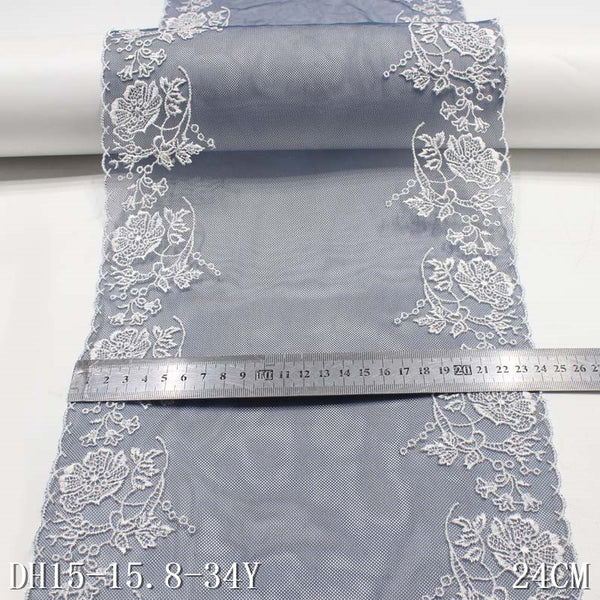 Dark blue polyester thread flower bilateral embroidery lace, accessories wholesale curtain sofa cushion clothing lace