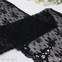 Black warp knitted mesh unilateral water-soluble pattern embroidery lace, curtain sofa cushion lace accessories