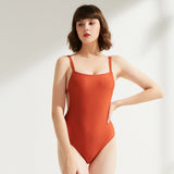 One piece swimsuit, solid color, sexy beach swimsuit, suspender, backless Wish Express [OEM]