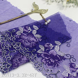 Blue mesh single-sided French two-color flower embroidery lace, clothing home textile lace accessories