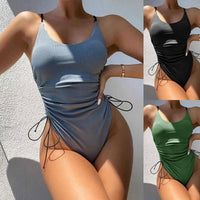 Swimwear European and American Sexy Bikini Solid Color One Piece Swimwear Women's New Bikini [OEM]