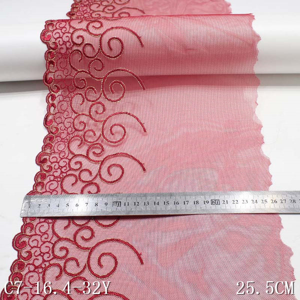 Red polyester thread with gold thread festive embroidery lace, accessories wholesale curtain sofa cushion textile accessories