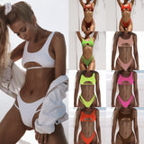 Popular Swimwear Multicolor European and American Sexy Bikini Solid Split Women's Swimwear Bikini [OEM]