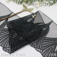 Black silver silk folded pattern mesh embroidery 15cm curtain sofa cushion lace lace accessories DIY