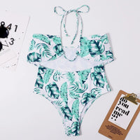 new one-piece swimsuit women's sexy high waisted swimsuit AliExpress fashion print openwork bikini