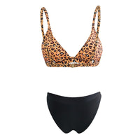 Sexy women's bikini leopard print color matching swimsuit bikini triangle split swimsuit wish [OEM]