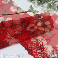 Multi-color printed mesh yarn unilateral rose embroidery lace 21cm clothing home textile lace accessories