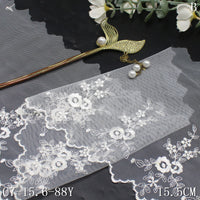 Multi-color mesh yarn unilateral retro flower embroidery lace 15cm clothing home textile lace accessories