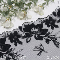 Black one-sided antique flower light mesh embroidery 21cm lace lace accessories