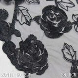 Black mesh polyester thread rose embroidery lace, wholesale accessories curtain underwear clothing decorative lace