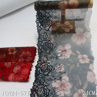 Multi-color printed mesh yarn unilateral rose embroidery lace 21cm clothing home textile lace accessories