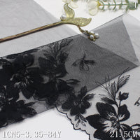 Black one-sided antique flower light mesh embroidery 21cm lace lace accessories