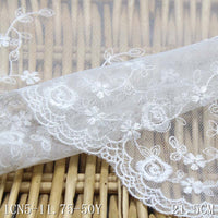 This white mesh polyester thread small floral embroidery lace, wholesale DIY accessories curtain sofa cushion lace