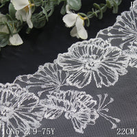 This white silver silk antique flower mesh embroidery 22cm clothing home textile lace lace accessories DIY