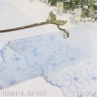 Light blue unilateral fresh flower mesh embroidery lace, clothing home textile lace accessories DIY