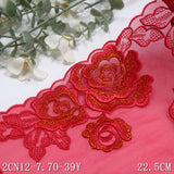 Red unilateral gold silk flower mesh embroidery lace 22cm clothing home textile lace accessories