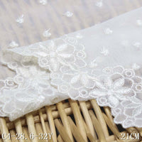 Beige medium elastic mesh polyester thread bilateral embroidery lace, wholesale DIY accessories curtain sofa cushion lace