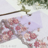 Multi-color mesh French unilateral flower embroidery lace 18cm clothing curtain lace accessories