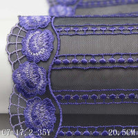 Black mesh purple polyester thread flower embroidery lace, accessories wholesale curtain accessories textile accessories