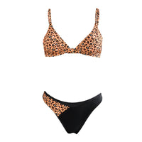 Sexy women's bikini leopard print color matching swimsuit bikini triangle split swimsuit wish [OEM]