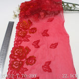 Red unilateral gold silk flower mesh embroidery lace 22cm clothing home textile lace accessories