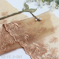 Apricot unilateral hollow rose chiffon embroidery lace, curtain sofa cushion lace lace accessories DIY