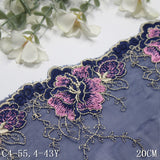 Dark blue unilateral retro flower mesh embroidery 20cm clothing home textile lace lace accessories DIY